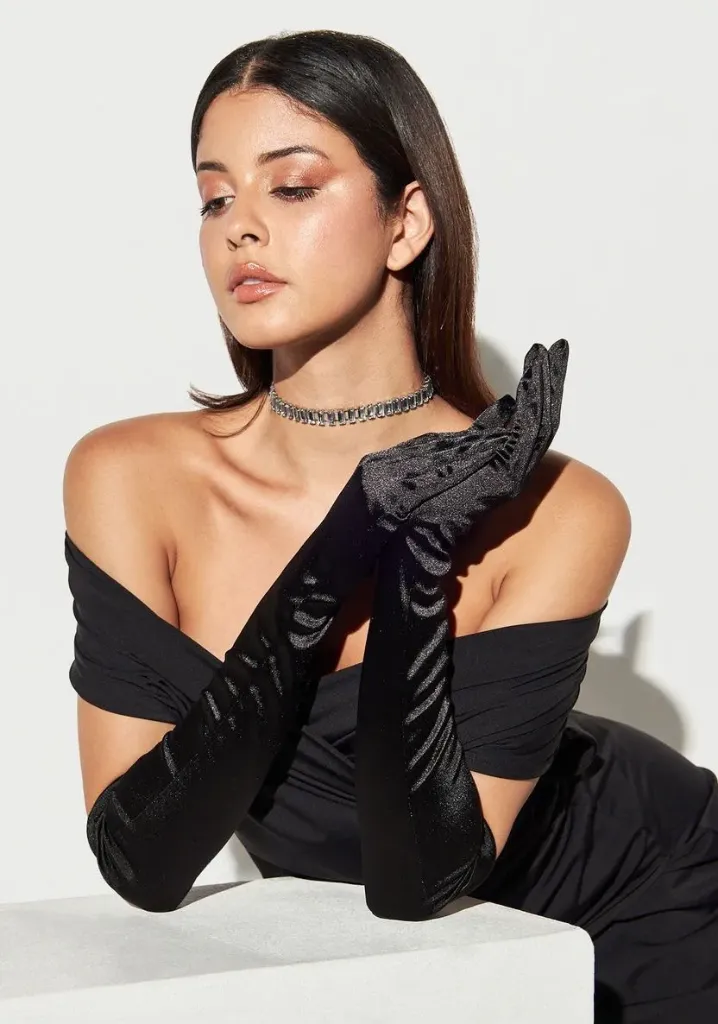 SATIN OPERA GLOVES (Black)