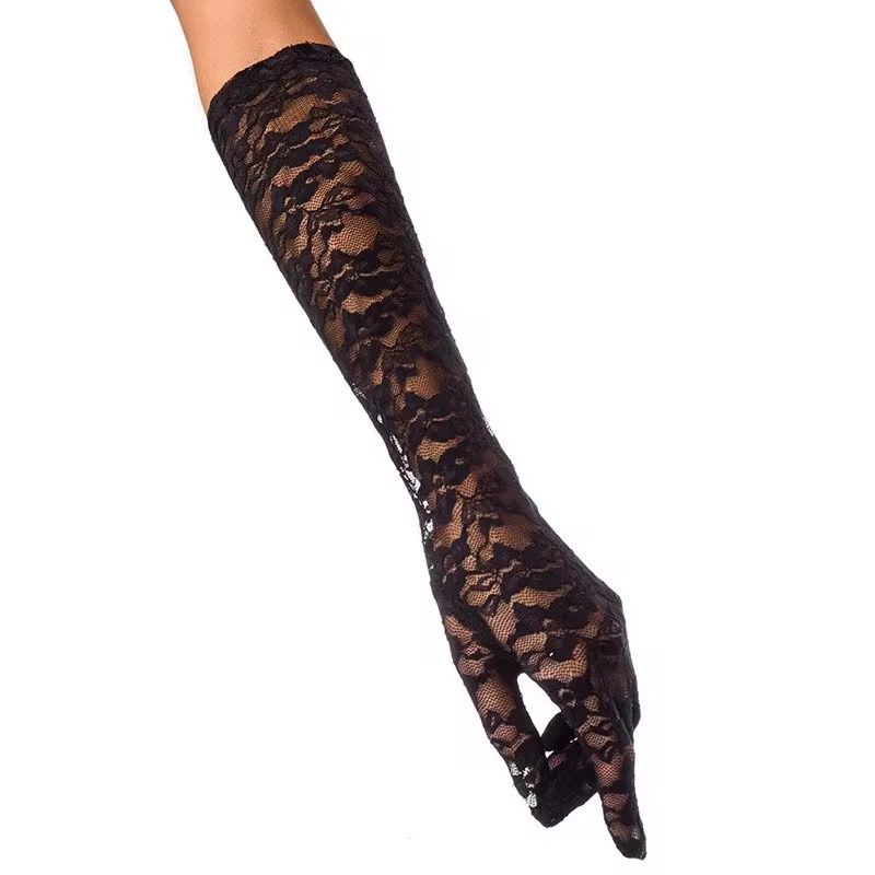 COVERED LACE GLOVES (Black)