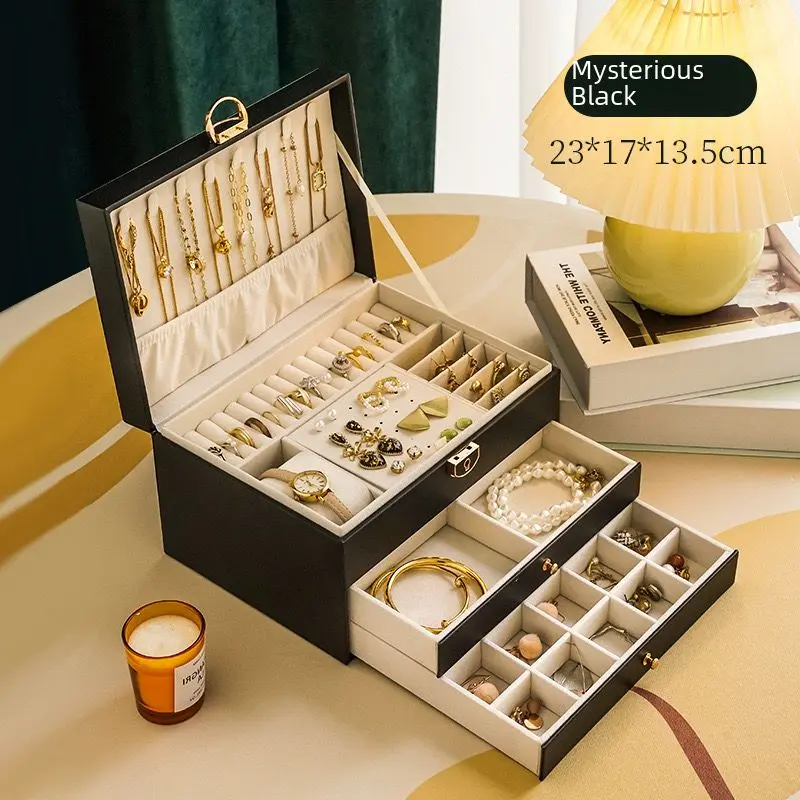 LEATHER JEWELRY BOX  (Black)