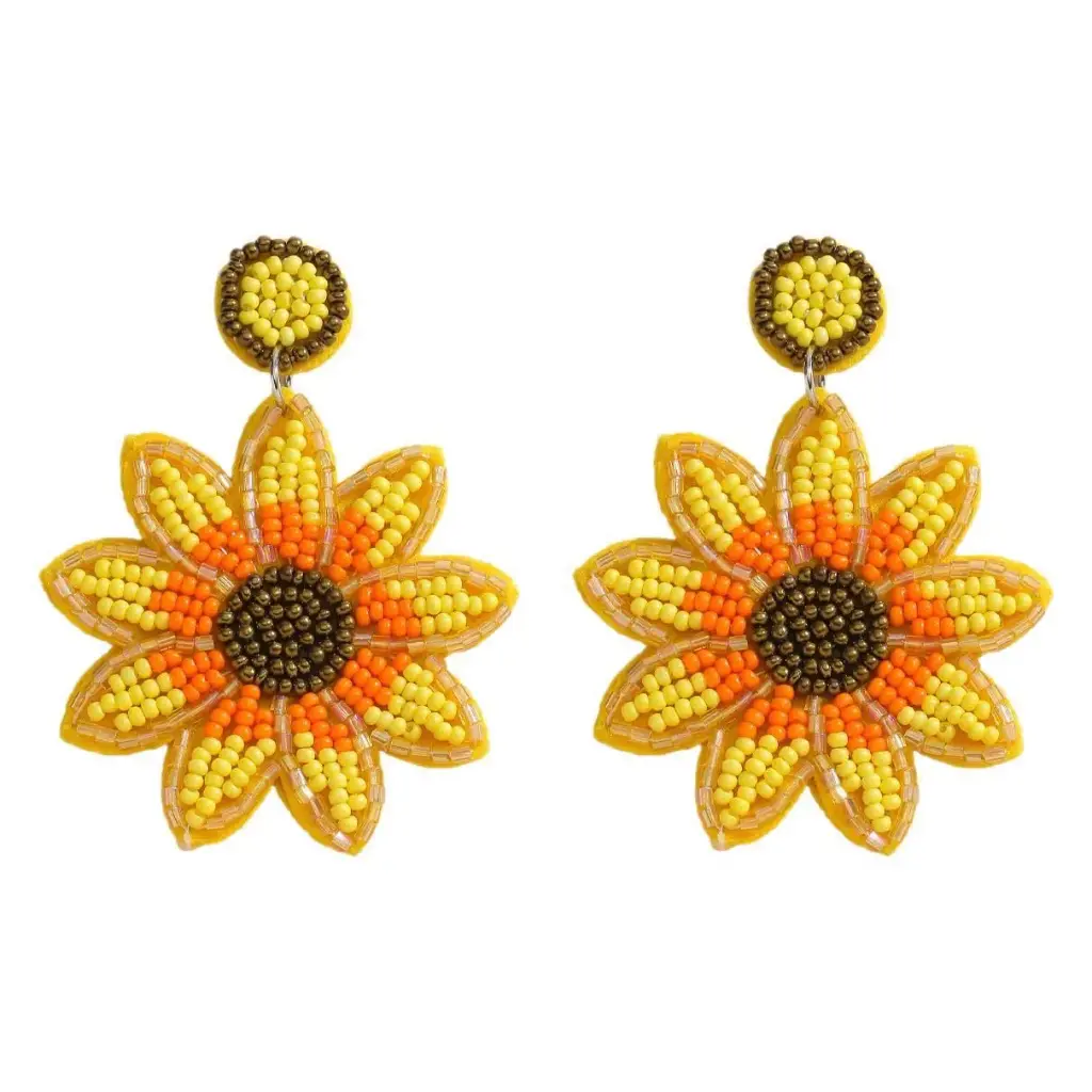 BEAD SUNFLOWER EARRINGS 
