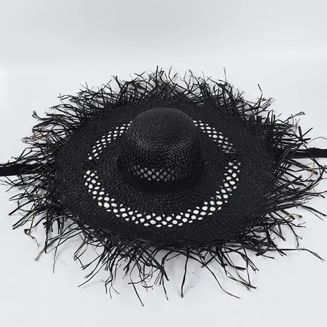 RAFFIA BEACH HAT  (Black)