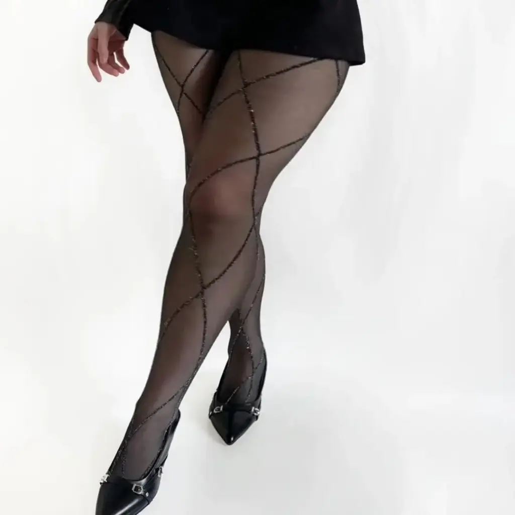 CROSS PANTYHOSE  (Black)